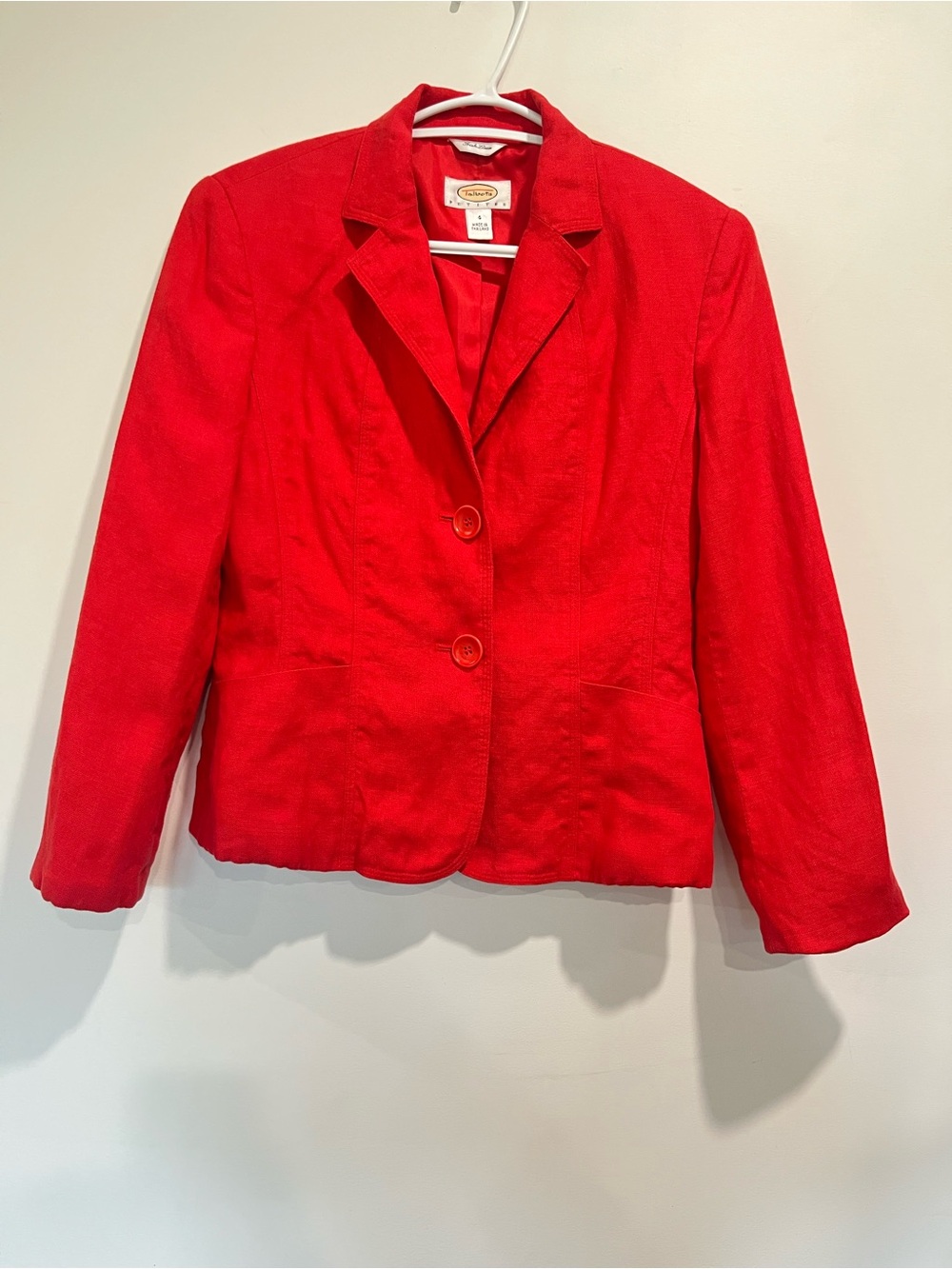 Vintage Talbots Petites 100% Irish Linen Blazer Red Size 4P